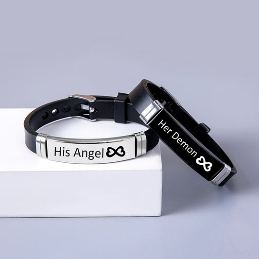 His Angel & Her Demon Infinity Couple Bracelets - Shadow Threadz Crypt
