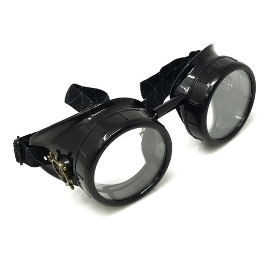 Mad Scientist Steampunk Goggles – Retro Industrial Cosplay Eyewear - red, blue, clear, green lenses