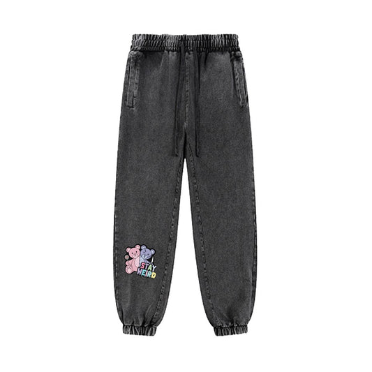 Stay Weird Vintage Wash Joggers - Shadow Threadz Crypt