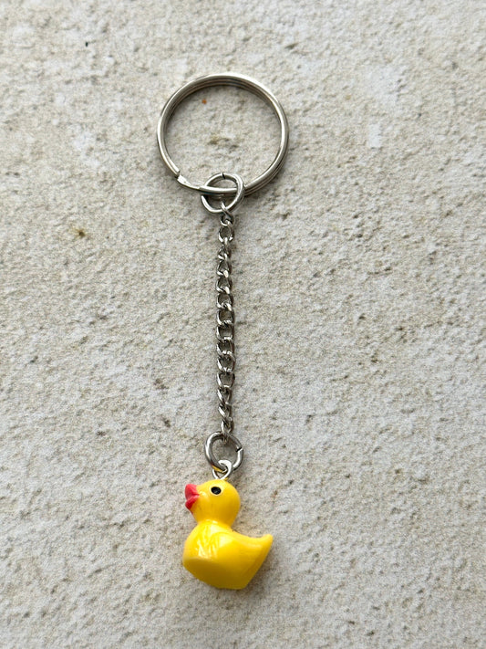 Yellow Rubber Duck Zipper Pull Bag Charm Keychain