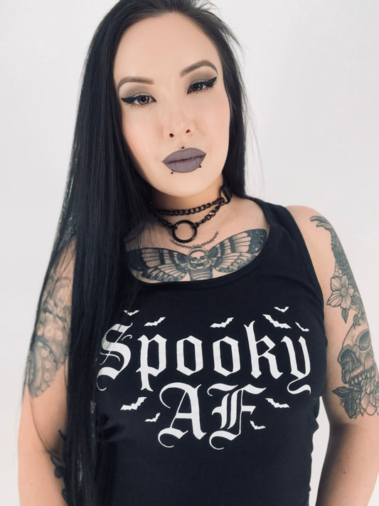 Spooky Womens Fitted Racerback Tank Top