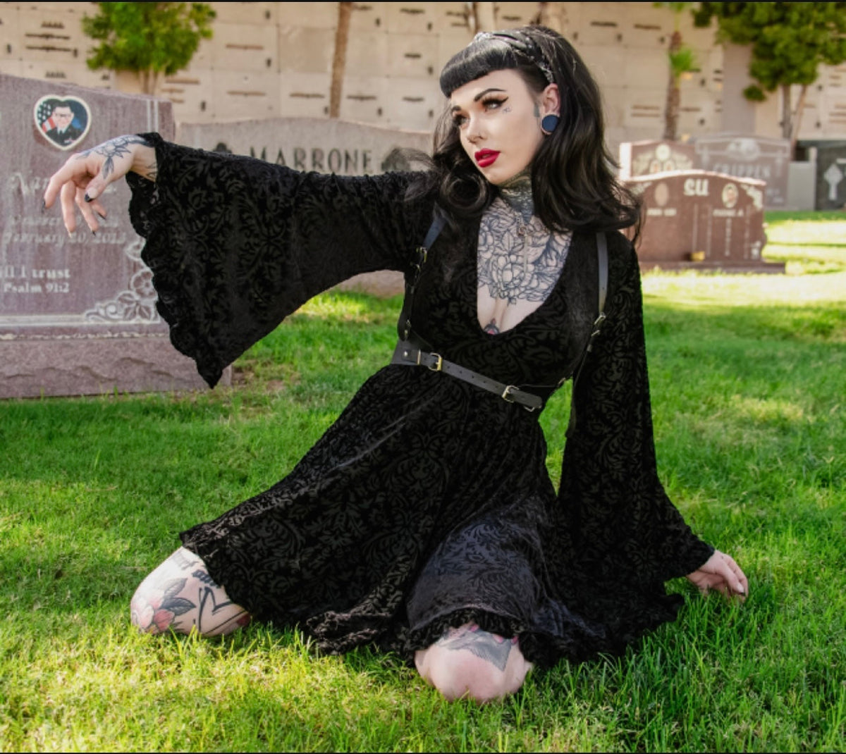 Nyx Velvet Damask Harness Dress