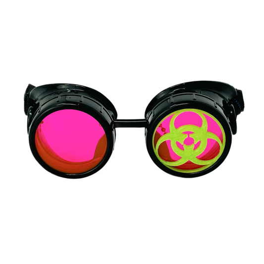 Mad Scientist Biohazard Goggles – cosplay Eyewear - neon pink, green, orange lenses