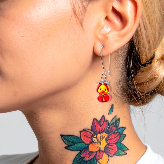 Hot Little Devil Duck Earrings - Shadow Threadz Crypt