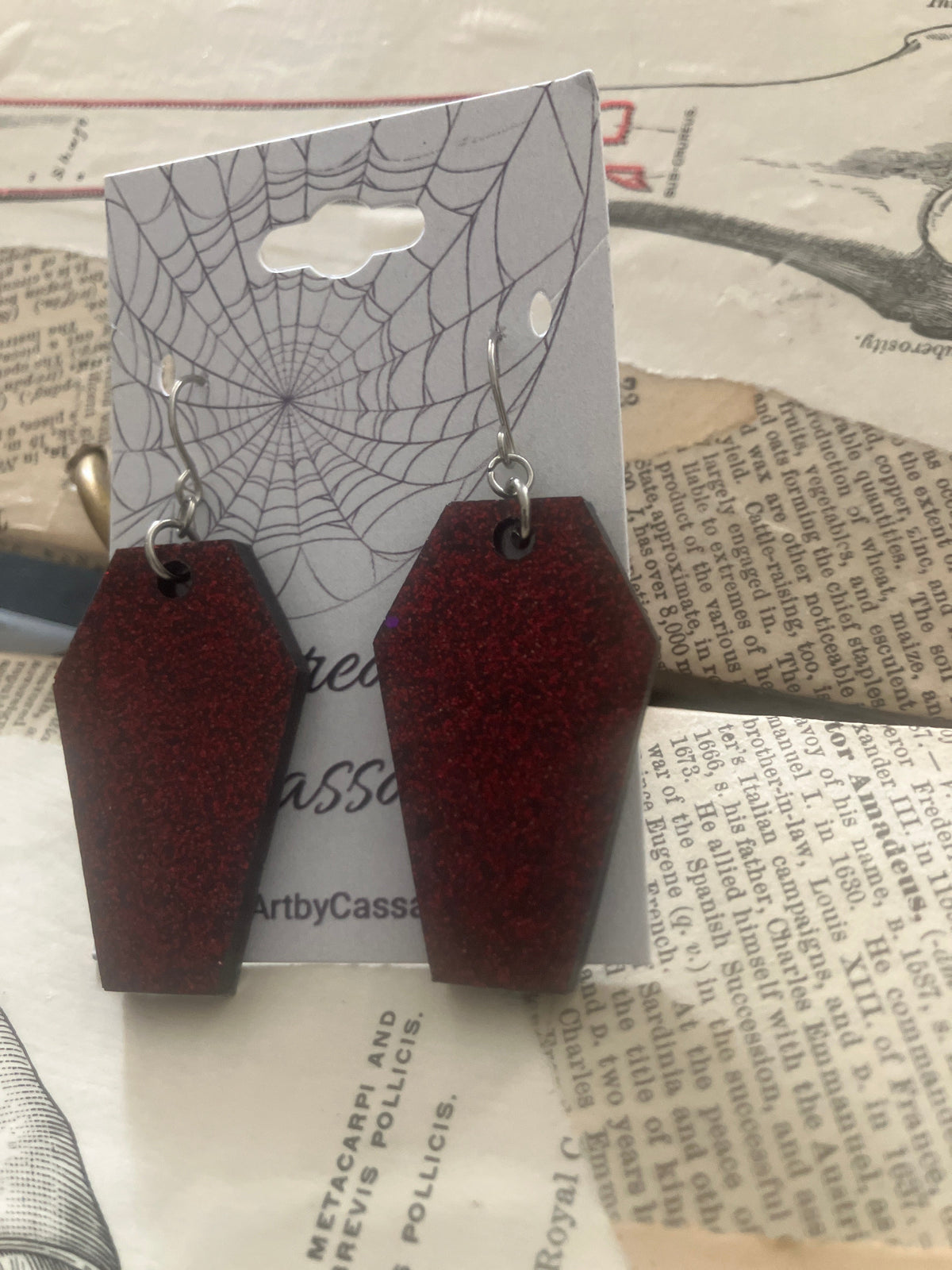 Holographic Coffin Resin Earrings