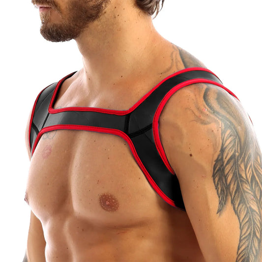 Red Neoprene Wide Shoulder Harness - Shadow Threadz Crypt