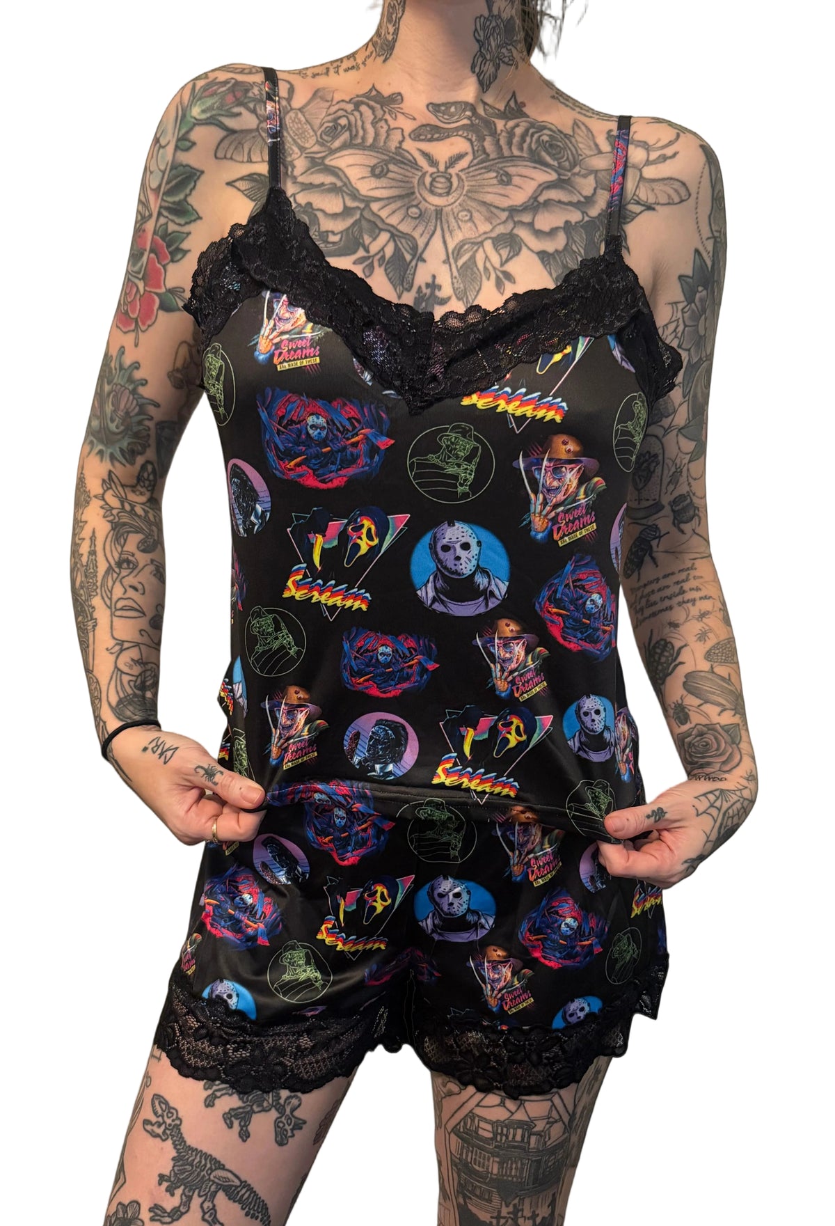 Lace Cami Pajama 2 piece Set - 80's Horror