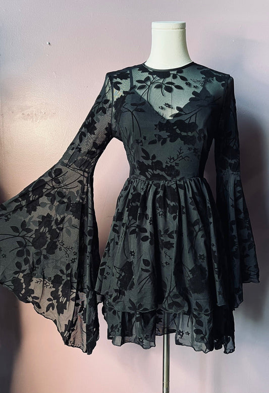 Melantha Gothic Floral Mini Dress