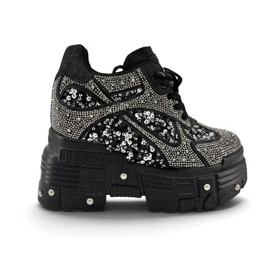Blackout Glimmer Rhinestone Platform Sneakers