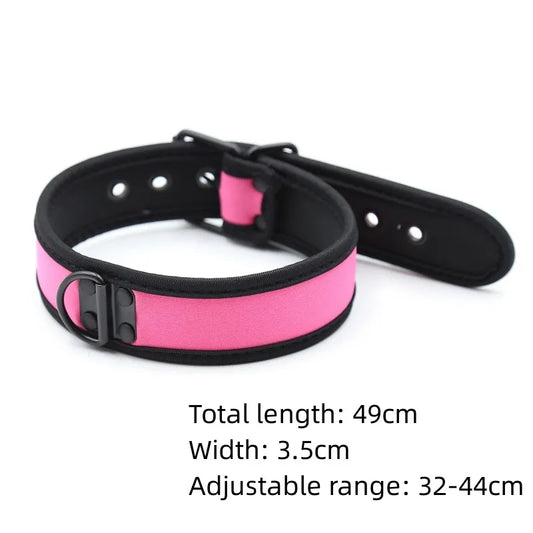 Pink Neoprene Puppy Play Collar - Shadow Threadz Crypt