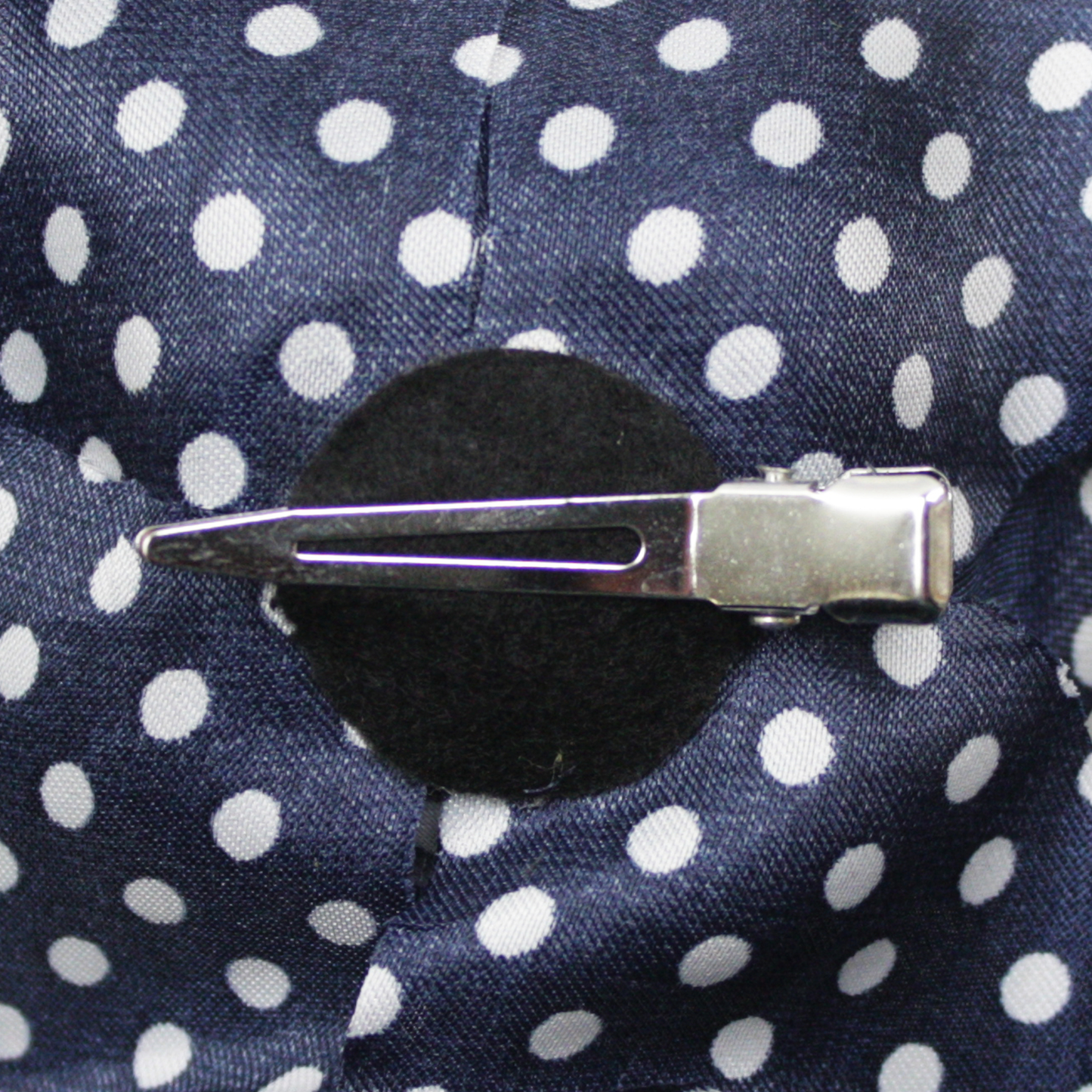 Sourpuss Navy Blue White Polka Dot Rose Hair Clip
