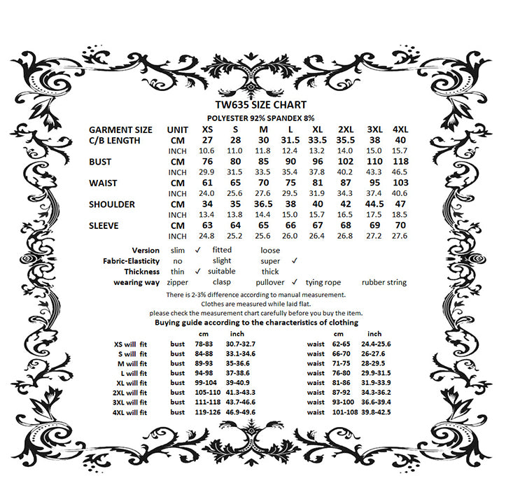 Ruin Veil Flared-Sleeve Crop Top size chart