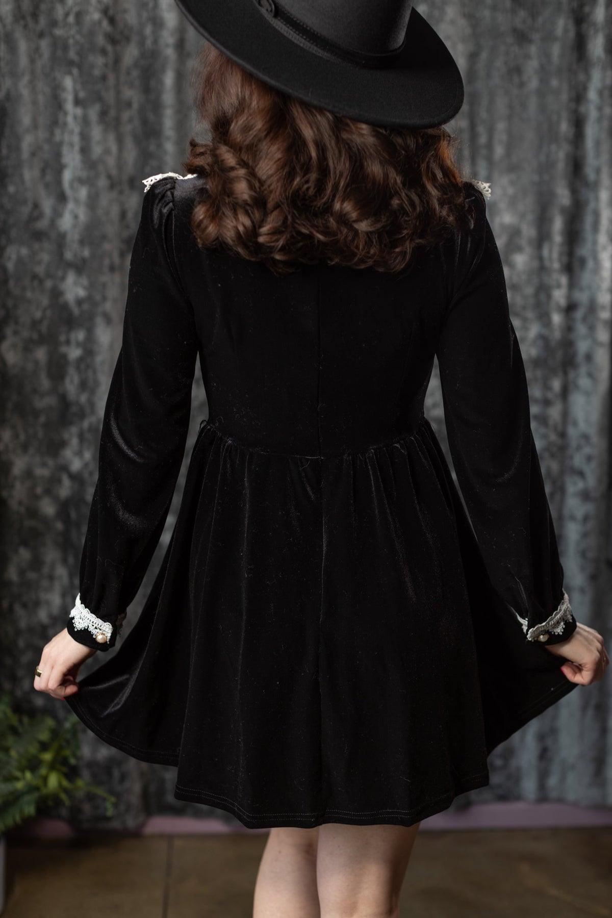 Elora Velvet Lace Collar Mini Dress