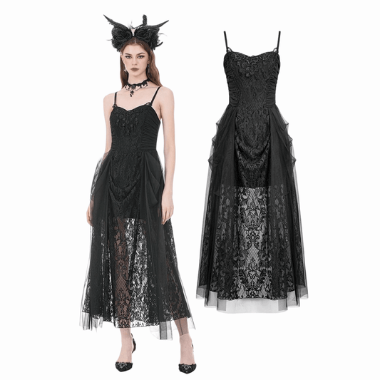 Midnight Rose Ruched Lace Gown
