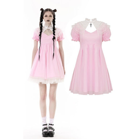 Blushing Reliquary Detachable-Collar Dress front view