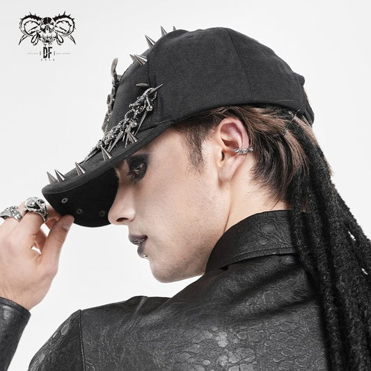 Hellhorn Goat Skull Studded Cap