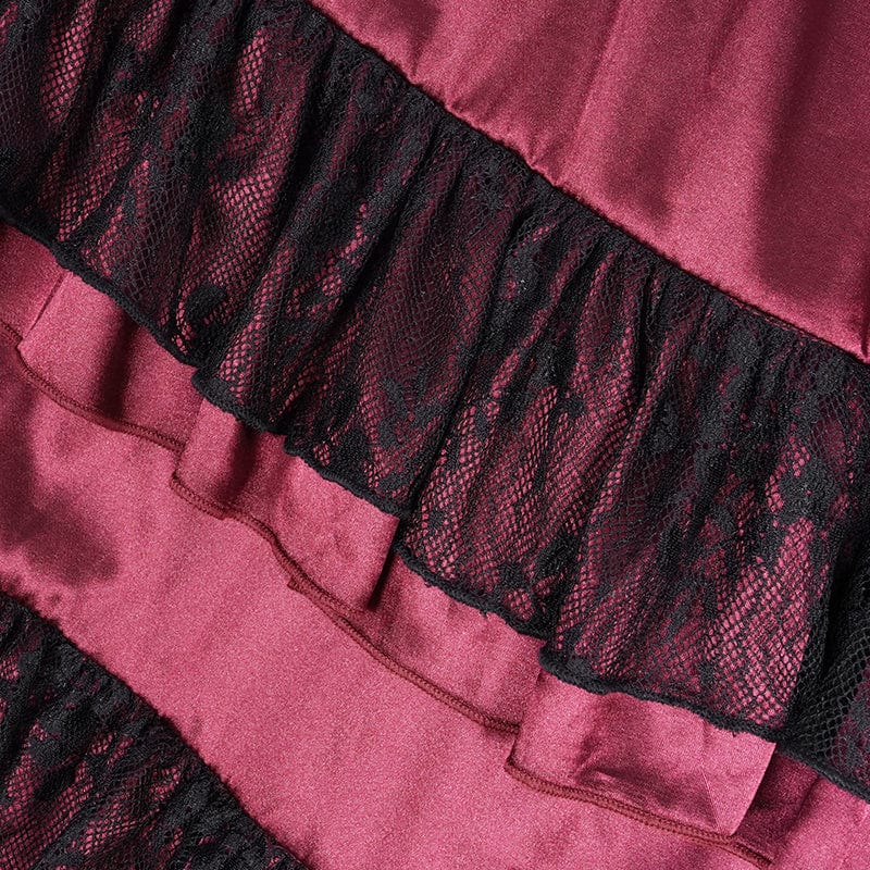 Crimson Cathedral Lace-Up Slip Dress
