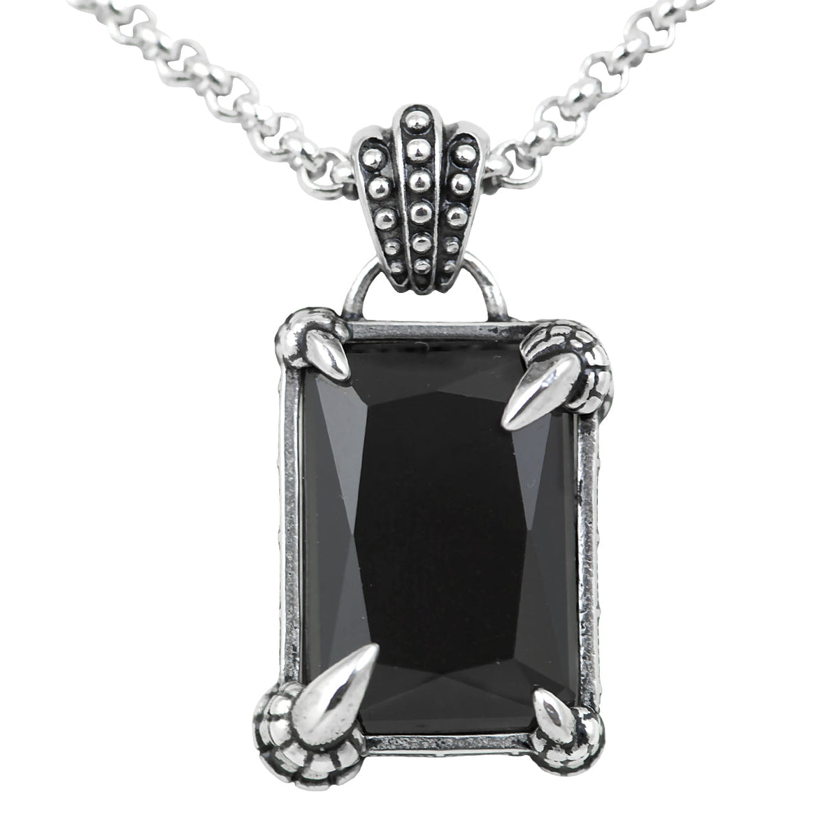Dragon Claw Necklace Gothic Black Stone Pendant 20 Inch
