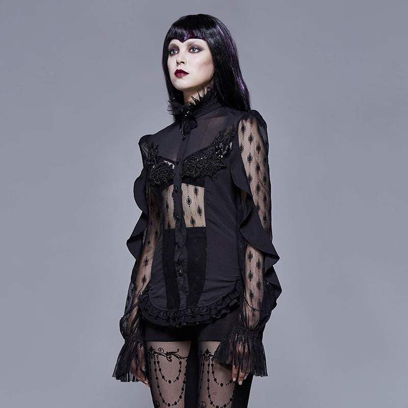 Midnight Bloom Floral Lace Shirt detail view 3