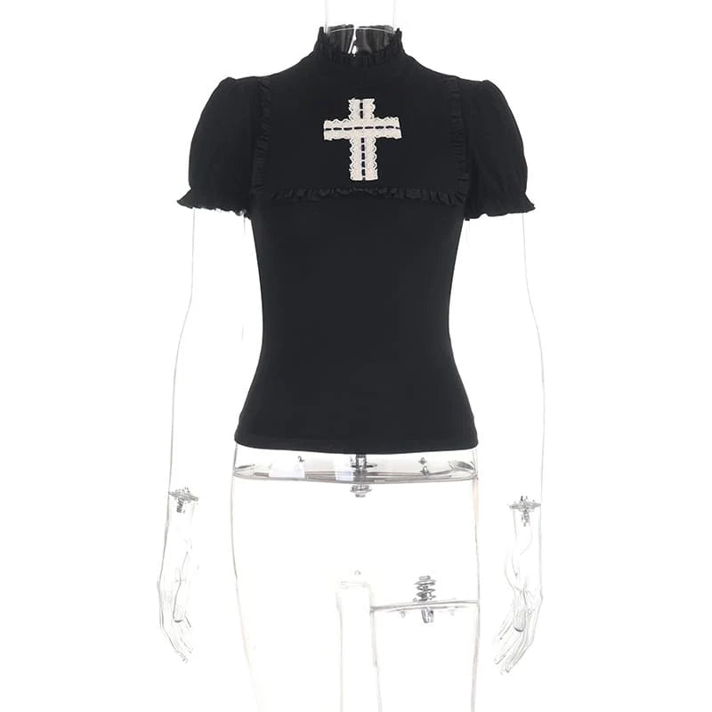 Cathedral Cross Puff Sleeve Top