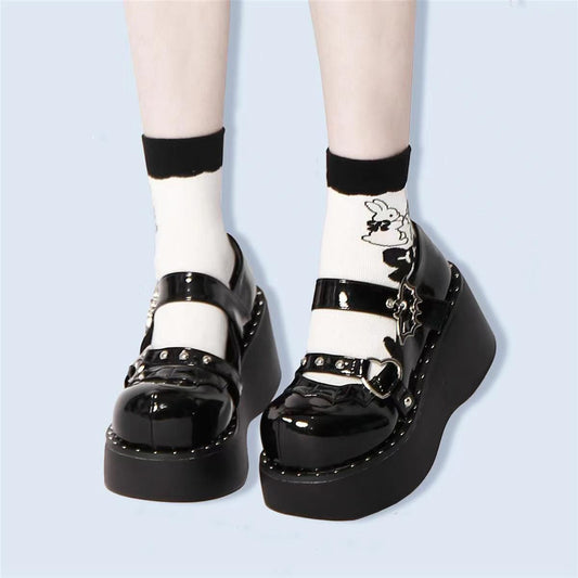 Night Flight Bat-Buckle Wedges