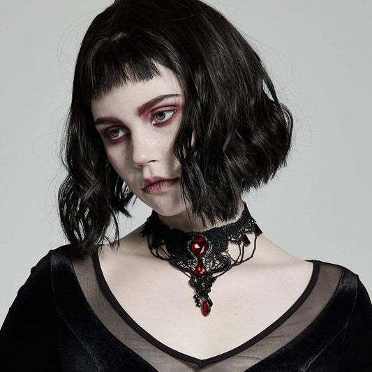 Crimson Vow Lace Choker