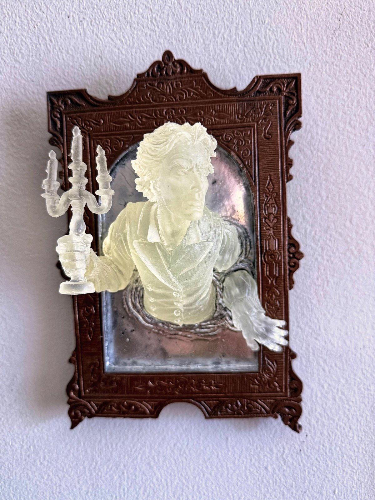 Gentleman Ghost in the Mirror Wall Plaque, Glow in the Dark Resin
