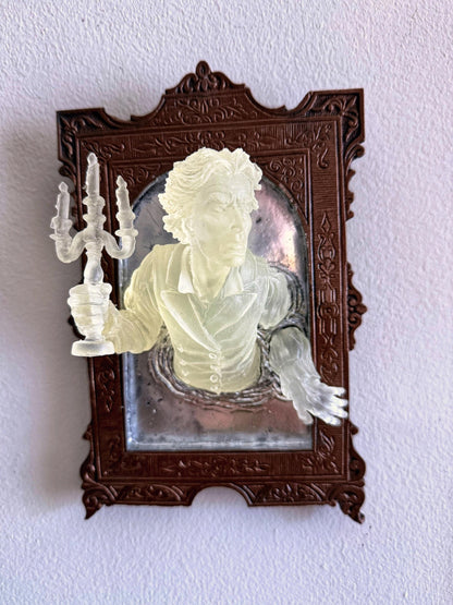Gentleman Ghost in the Mirror Wall Plaque, Glow in the Dark Resin
