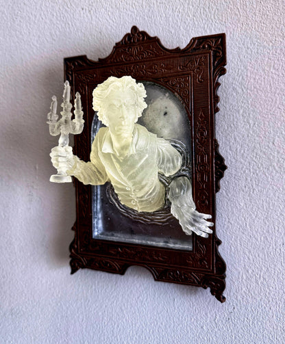 Gentleman Ghost in the Mirror Wall Plaque, Glow in the Dark Resin