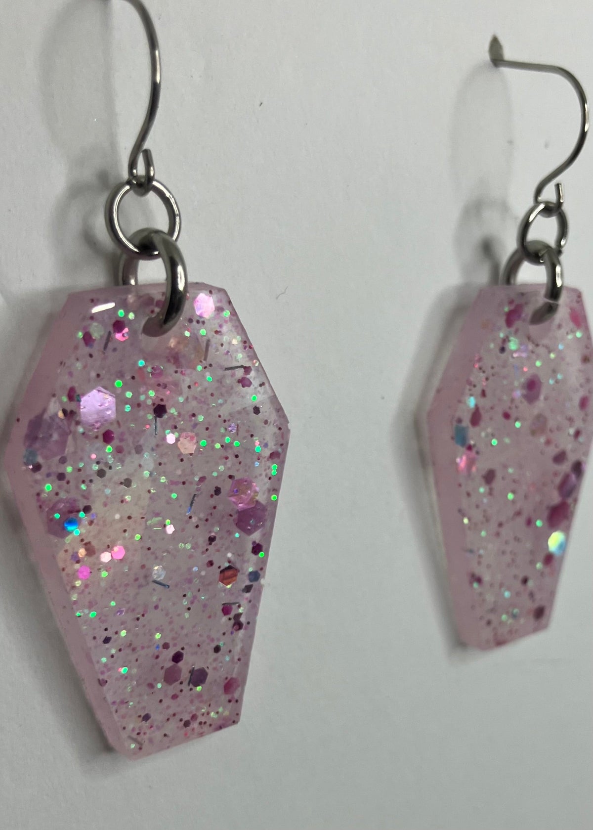 Holographic Coffin Resin Earrings