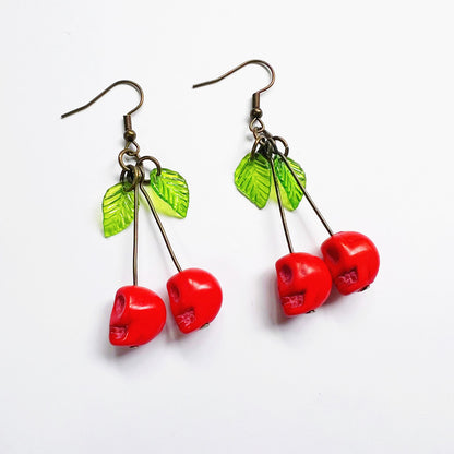Blood Cherry Skull Earrings - Shadow Threadz Crypt