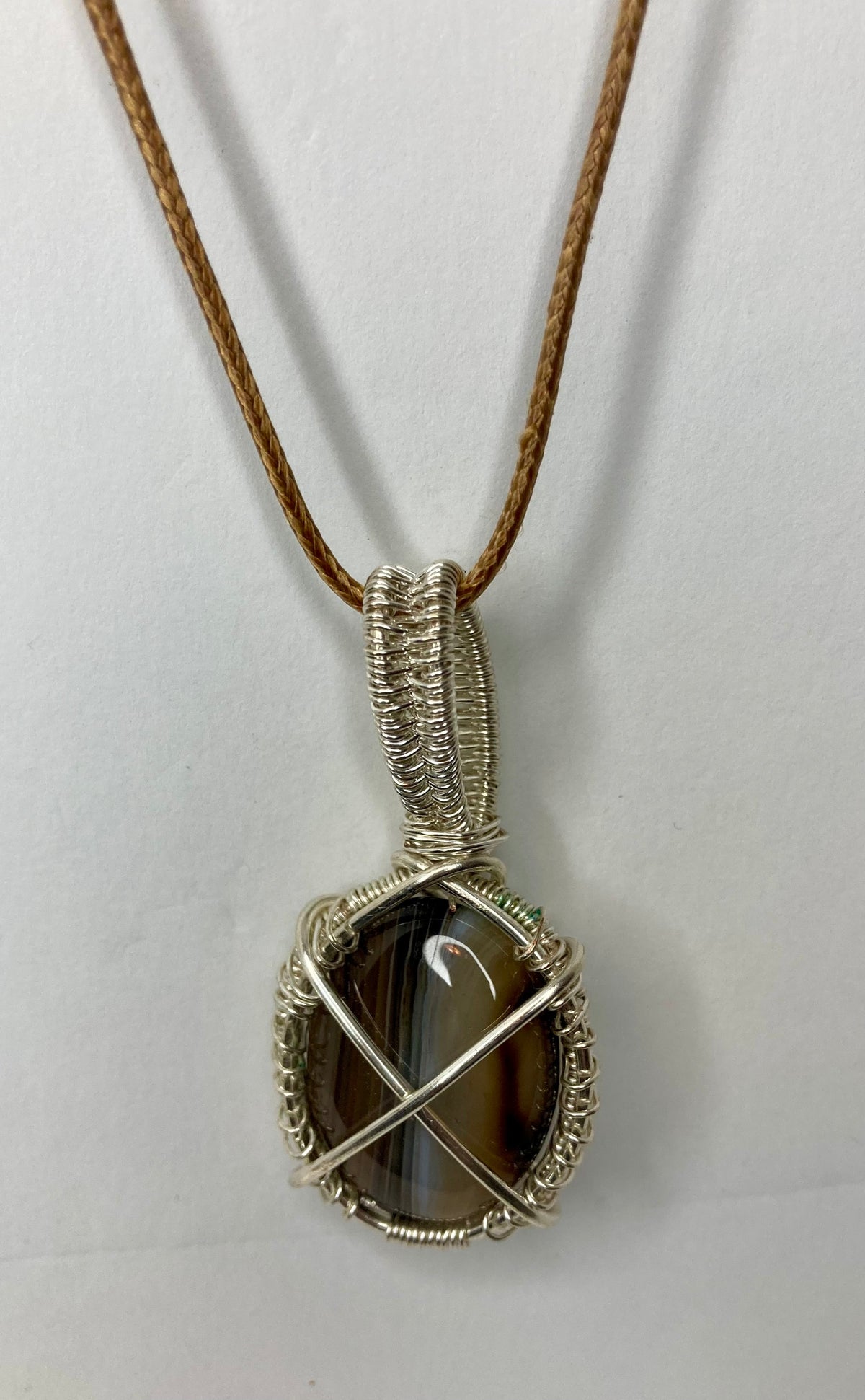 Wire Wrapped Stone Pendants, Silver and Gold Plated Copper Wire
