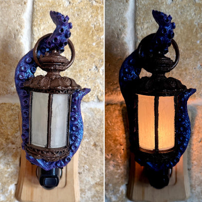 Tentacle Lantern Nightlight, Hand Painted Resin Sculpture | Nautical