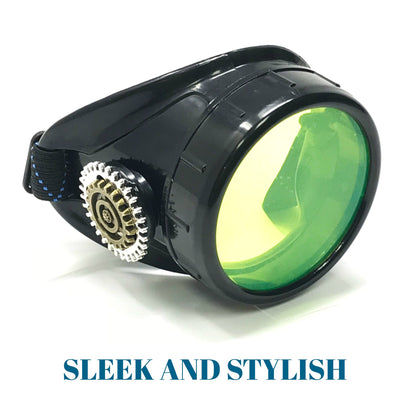 Mad Scientist - Steampunk Monocle Goggles – Pirate Eyepatch - lime green, orange, pink lenses