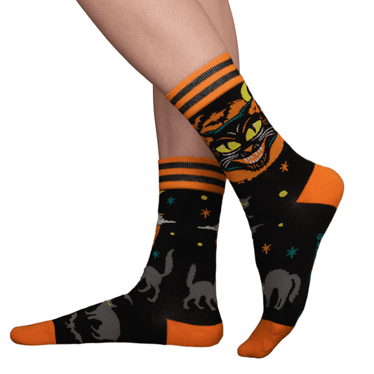 PREORDER Vintage Black Cat Crew Socks