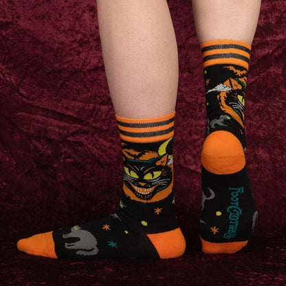 PREORDER Vintage Black Cat Crew Socks
