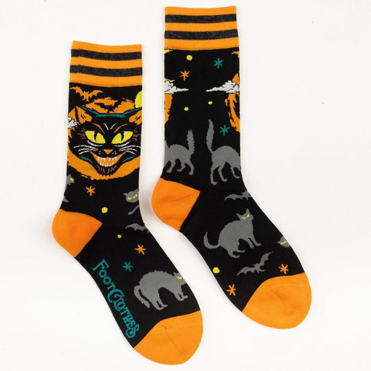 PREORDER Vintage Black Cat Crew Socks