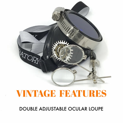 Mad Scientist - Steampunk Monocle with Magnifying Loupe – Victorian Eyepatch - neon pink, orange, green lenses