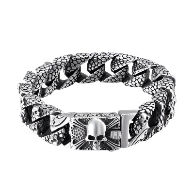 Hellbound Skull Chain Stainless Steel Bracelet - Shadow Threadz Crypt