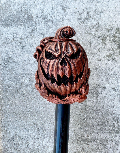 Jack O' Lantern Cane, Hand Sculpted Walking Stick | Halloween Gothic