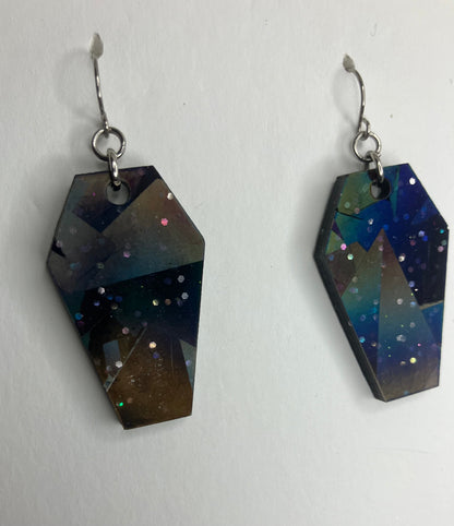 Holographic Coffin Resin Earrings