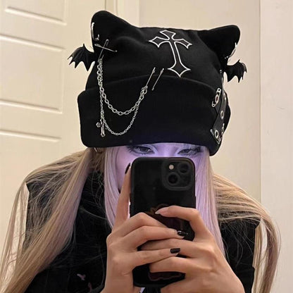 Purrfect Anarchy Cat Ears Beanie - Shadow Threadz Crypt