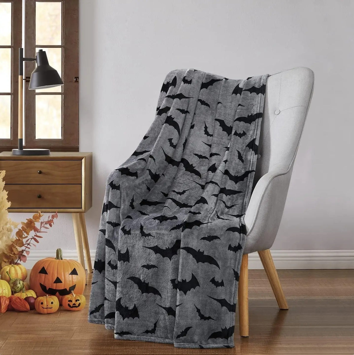 Twilight Veil Velvet Bat Flannel Blanket - Shadow Threadz Crypt