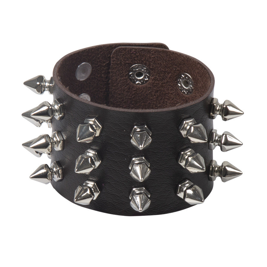 Deathspike Cuff Leather Bracelet - Shadow Threadz Crypt