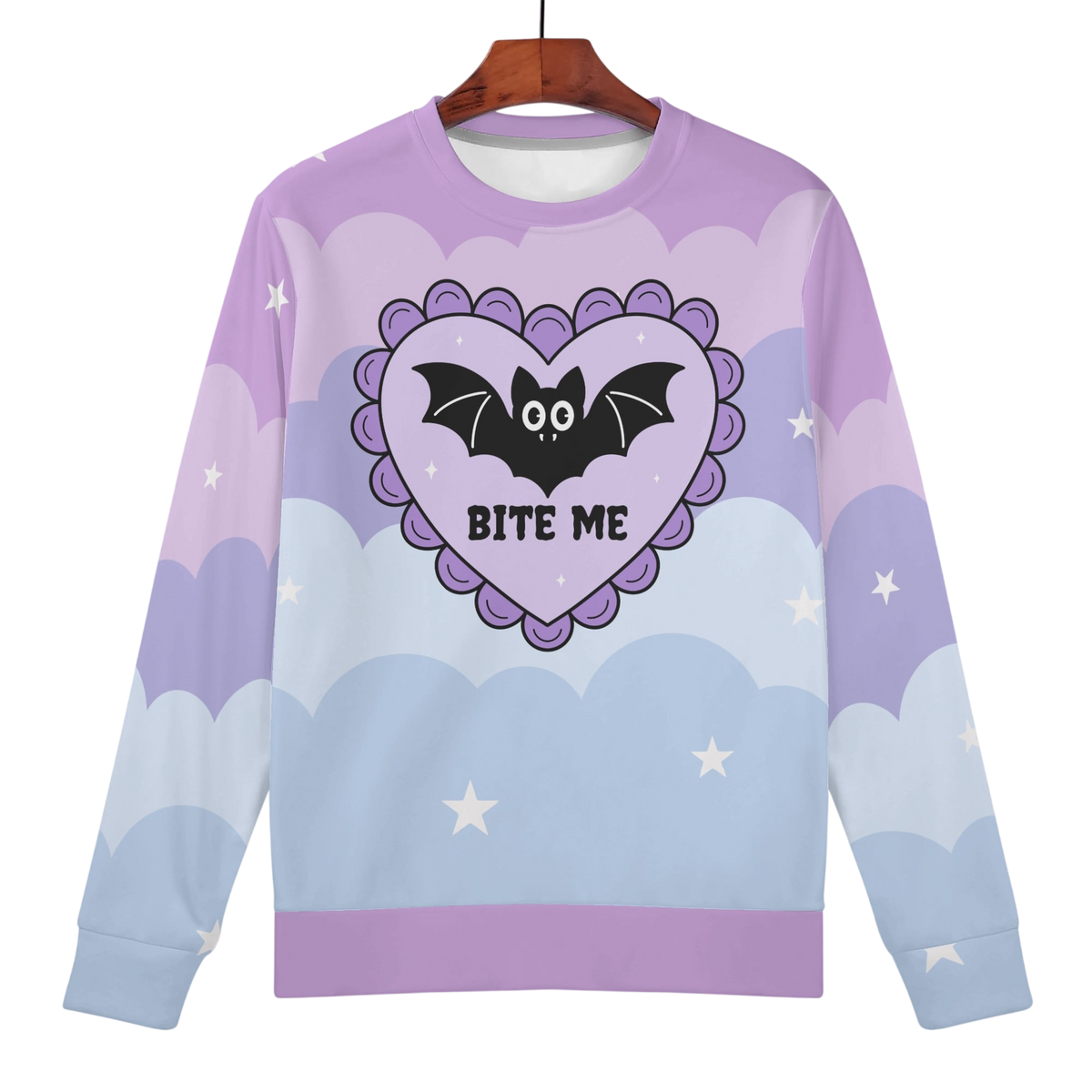 Bite Me Bat Heart Crew Play Sweater