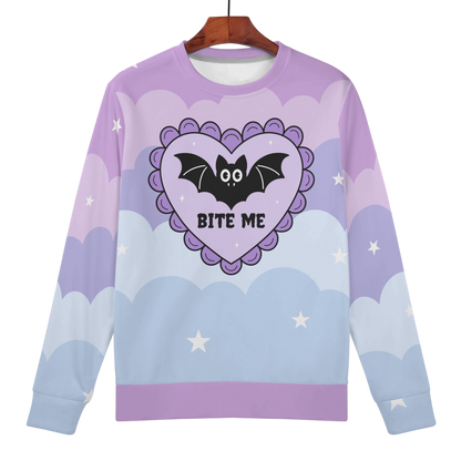 Bite Me Bat Heart Crew Play Sweater