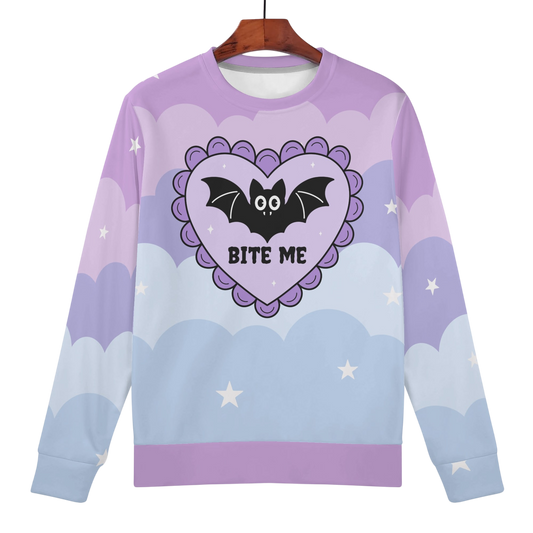 Bite Me Bat Heart Crew Play Sweater