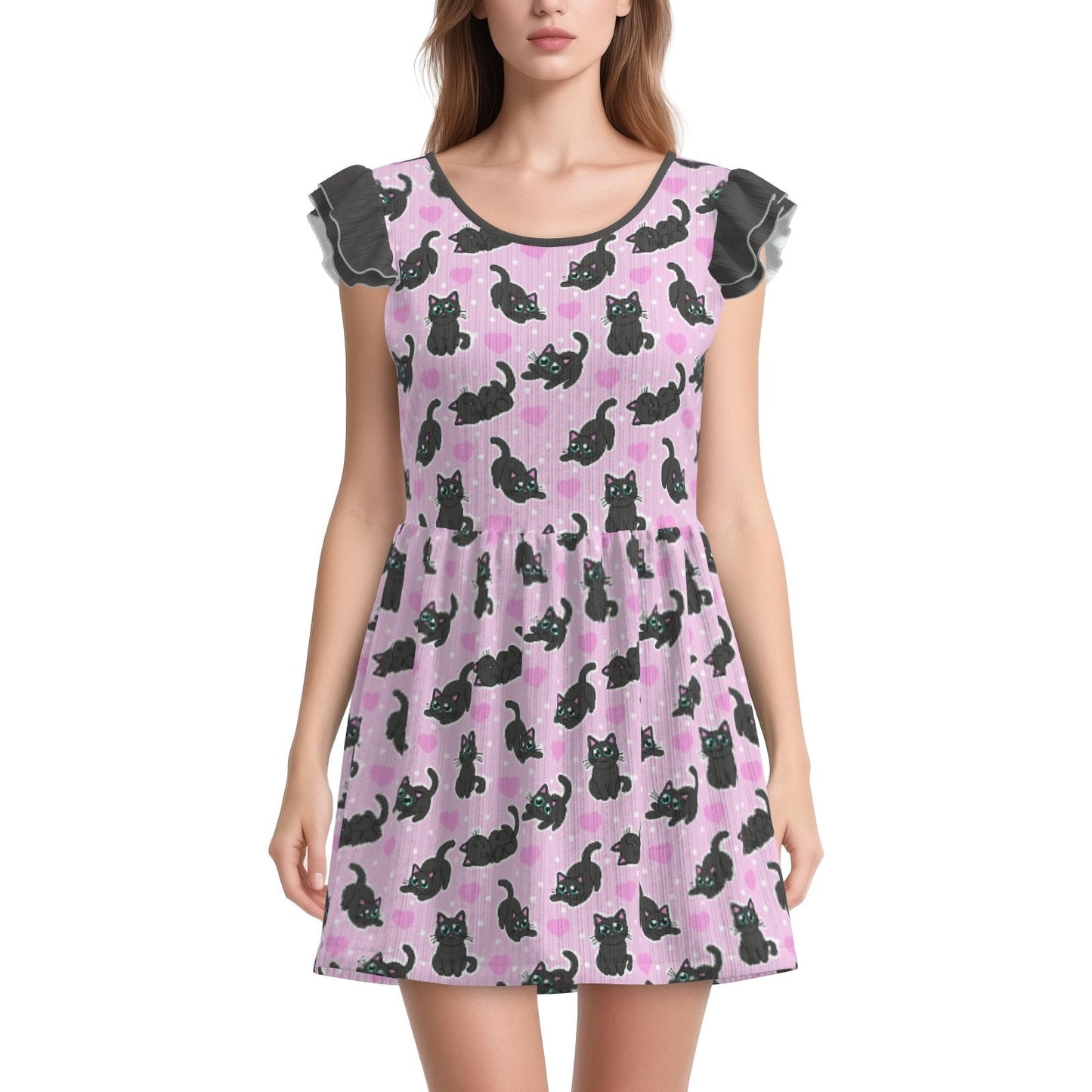 Midnight Meow Playsuit Dress