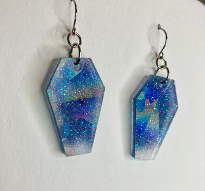 Holographic Coffin Resin Earrings