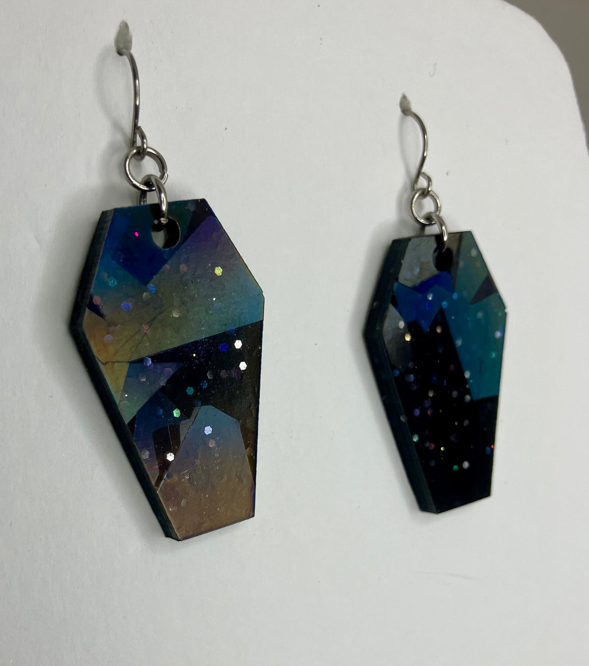 Holographic Coffin Resin Earrings